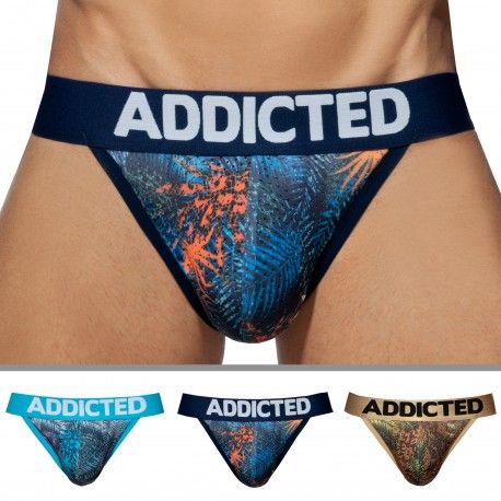Addicted Lot de 3 Slips Tanga Mesh Tropical