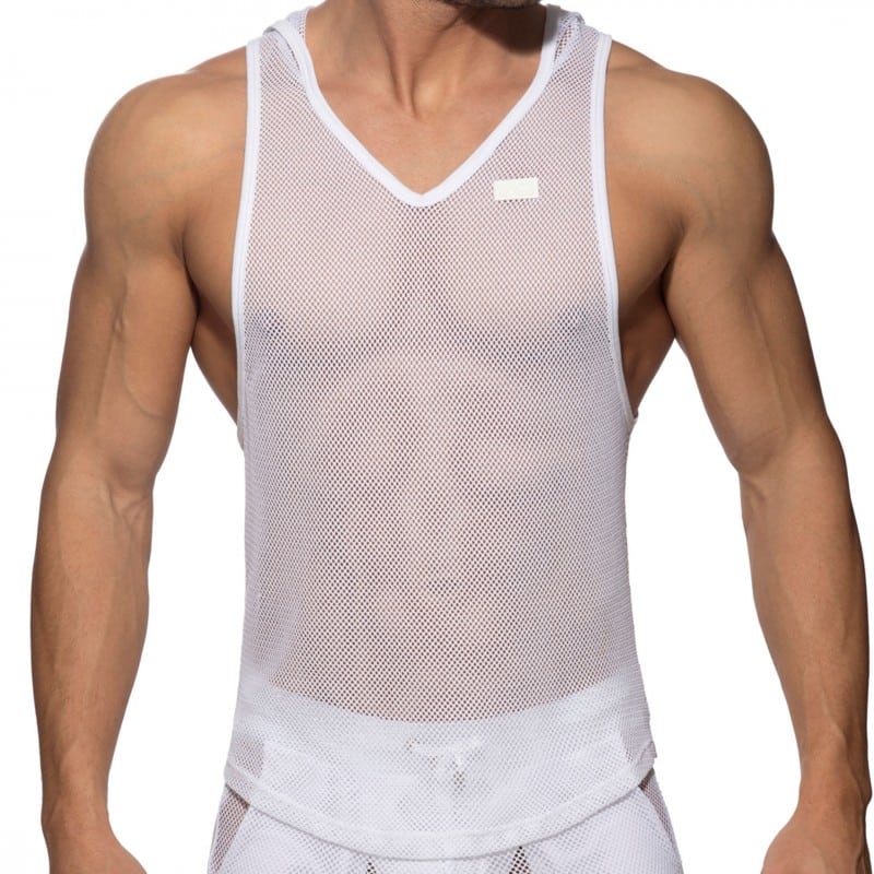 Addicted Mesh Sleeveless Hoody - White