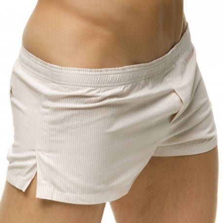 Marcuse Pinstripe Boxer Shorts - Beige