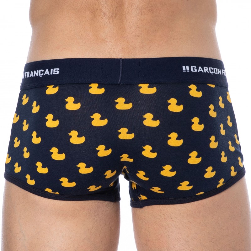 Garçon Français Boxer Court Canard Coton Bleu Marine