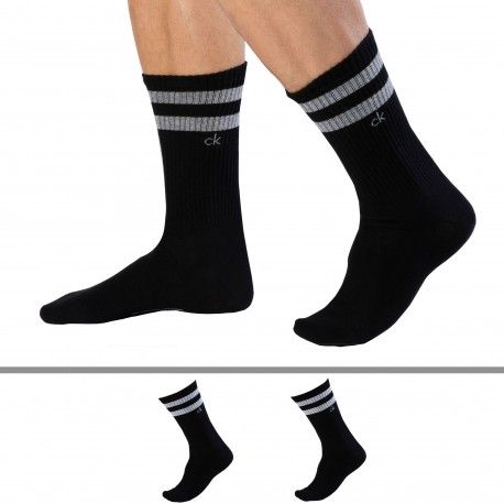 Calvin Klein Lot de 2 Paires de Chaussettes Sport Maurice Noires