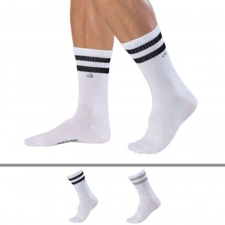 Calvin Klein Lot de 2 Paires de Chaussettes Sport Maurice Blanches