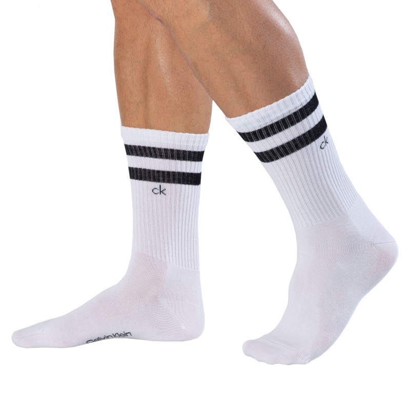 Calvin Klein Lot de 2 Paires de Chaussettes Sport Maurice Blanches