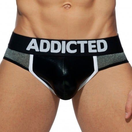Addicted Jock Strap Mini Stripes Noir - Argent