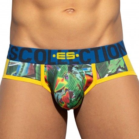 ES Collection Slip Floral Mesh Push Up Jaune