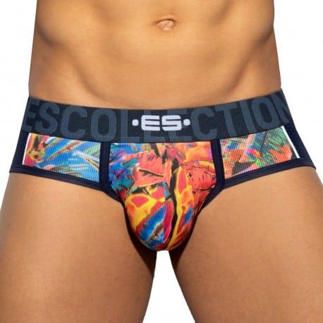 ES Collection Slip Floral Mesh Push Up Bleu Marine