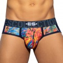 ES Collection Slip Floral Mesh Push Up Bleu Marine