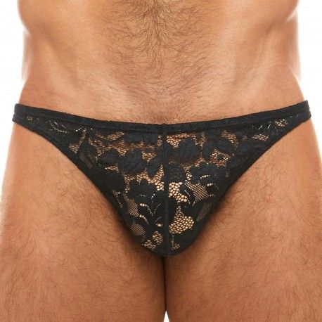 Modus Vivendi Slip Low Cut Dentelle Florale Noir