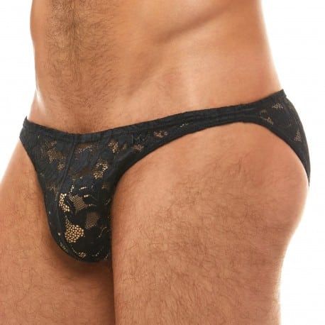 Modus Vivendi Slip Low Cut Dentelle Florale Noir