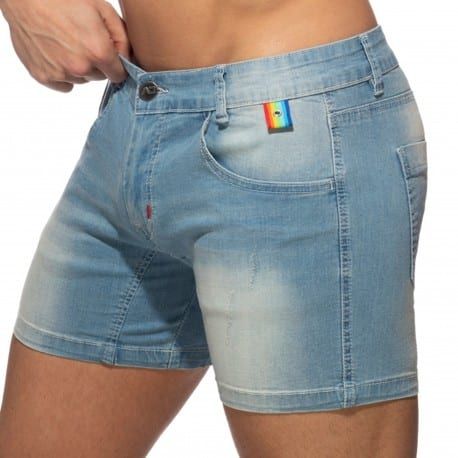 Addicted Short Jeans Rainbow Tape Bleu Indigo