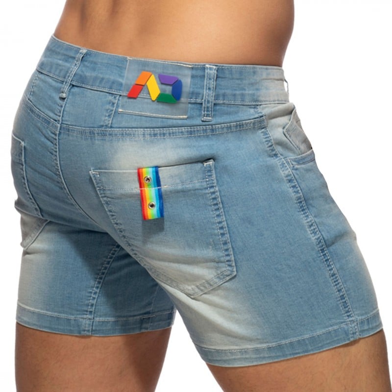 Addicted Rainbow Tape Jeans Shorts - Indigo