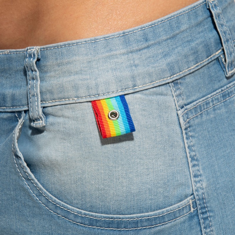 Addicted Rainbow Tape Jeans Shorts - Indigo