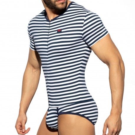 ES Collection Cotton Bodysuit - Navy Stripe
