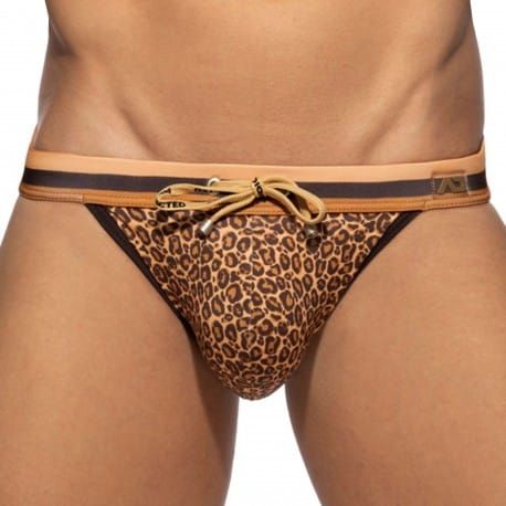 Addicted Slip de Bain Tanga Léopard Brun