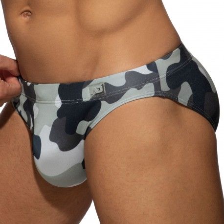 Addicted Basic Swim Briefs - Grey Camo