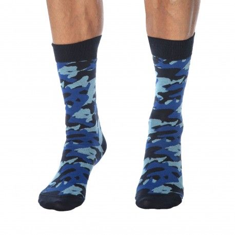 SKU Chaussettes Basses Coton Camouflage Bleu Marine