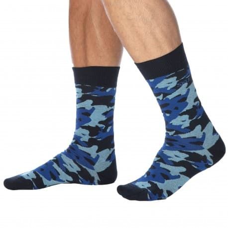 SKU Chaussettes Basses Coton Camouflage Bleu Marine