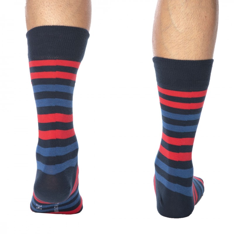 Tommy Hilfiger Lot de 2 Paires de Chaussettes Basses Bleu Marine - Fines Rayures