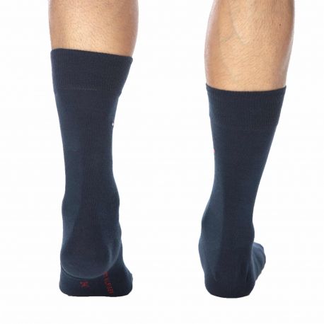 Tommy Hilfiger Lot de 2 Paires de Chaussettes Basses Bleu Marine - Fines Rayures