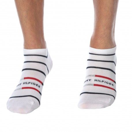Tommy Hilfiger Lot de 2 Paires de Socquettes Marinière Blanches