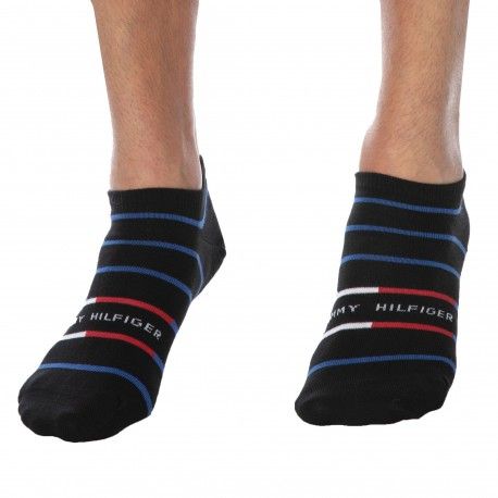 Tommy Hilfiger Lot de 2 Paires de Socquettes Marinière Noires