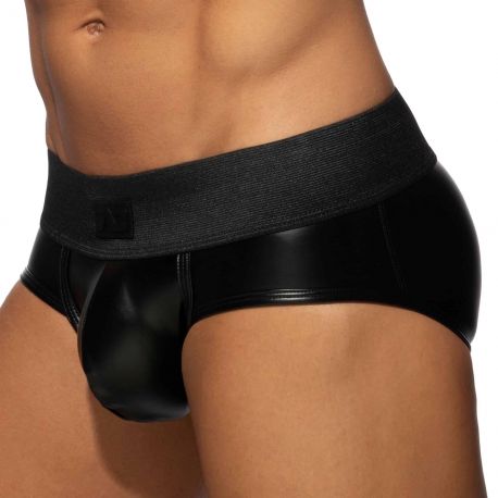 AD Fetish Cockring Back Zip Rub Briefs - Black