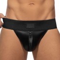 AD Fetish Jock Strap Front Zip Rub Cockring Noir