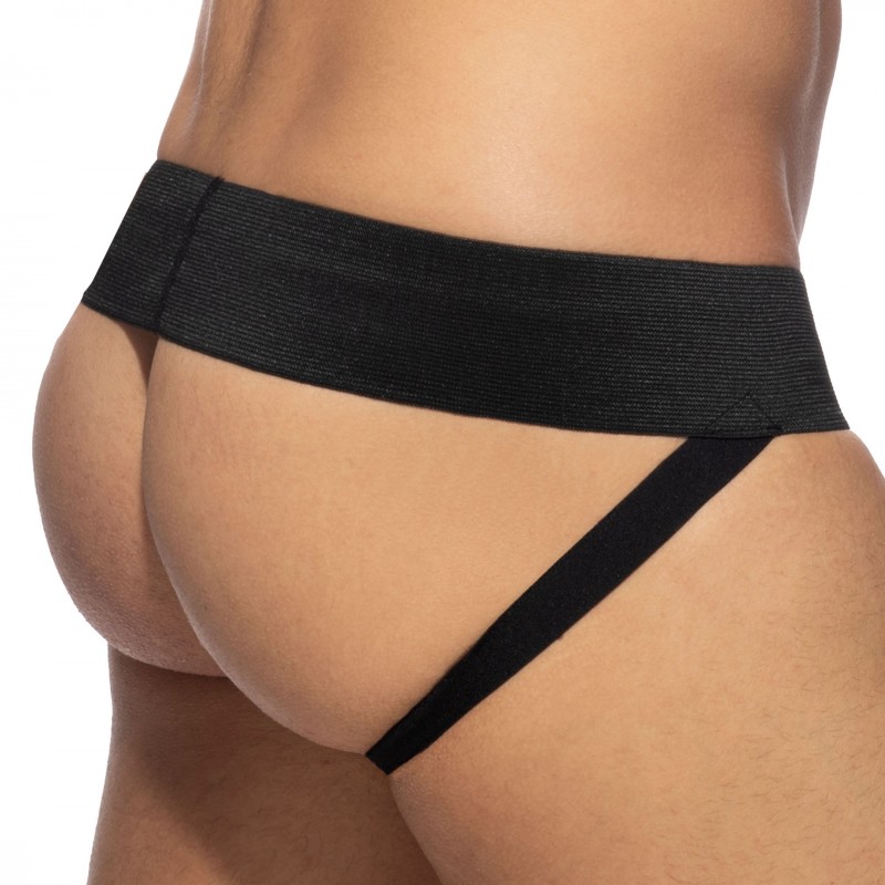 AD Fetish Jock Strap Front Zip Rub Cockring Noir