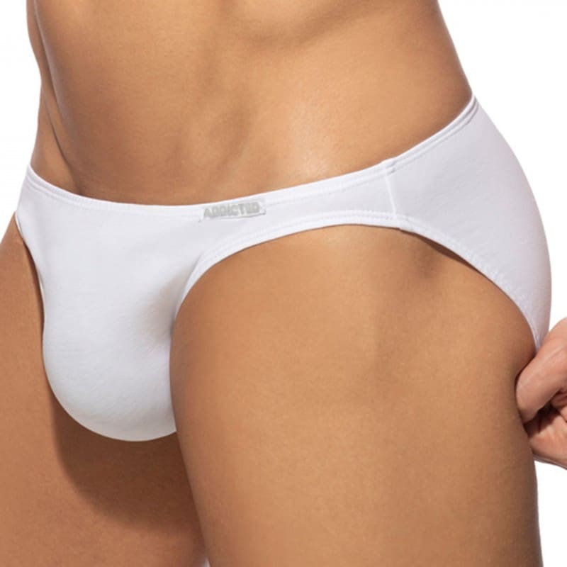 Addicted Lot de 3 Slips Bikini Coton Blanc - Bleu Marine - Gris