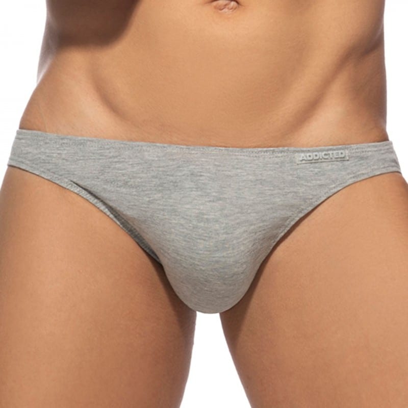 Addicted Lot de 3 Slips Bikini Coton Blanc - Bleu Marine - Gris
