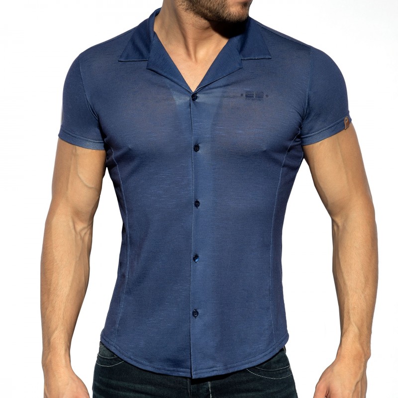 ES Collection Slim Fit Microfiber Shirt - Navy