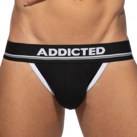 Addicted Jock Strap Basic Colors Coton Noir - Blanc