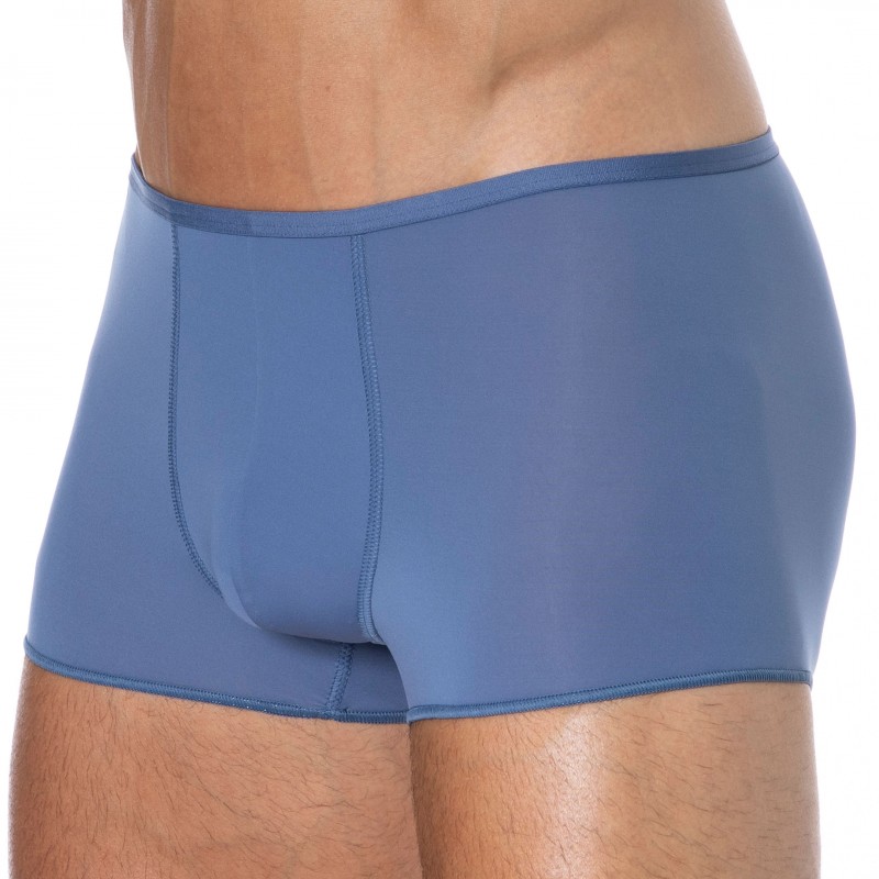 HOM Boxer Court Temptation Plume Microfibre Bleu Jeans