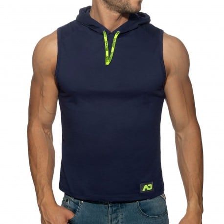 Addicted Logo Band Cotton Hoody - Navy