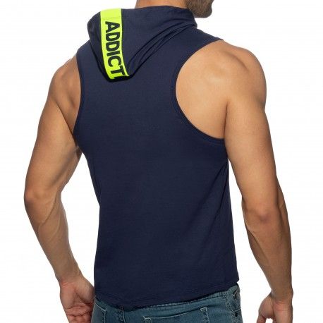 Addicted Logo Band Cotton Hoody - Navy