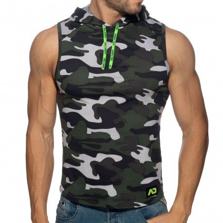 Addicted Débardeur à Capuche Bande Logo Camouflage