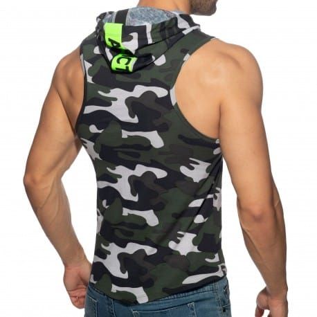 Addicted Débardeur à Capuche Bande Logo Camouflage