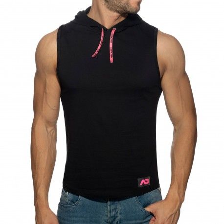Addicted Logo Band Cotton Hoody - Black