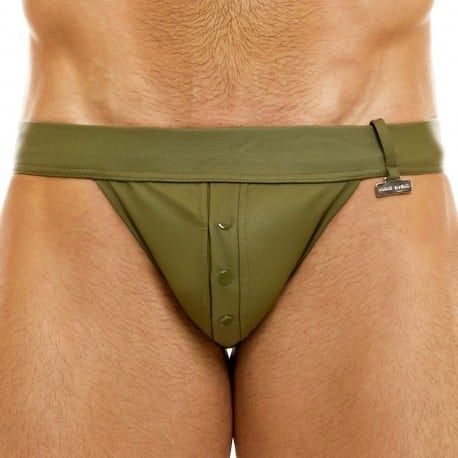 Modus Vivendi Leather Legacy Tanga Briefs - Khaki
