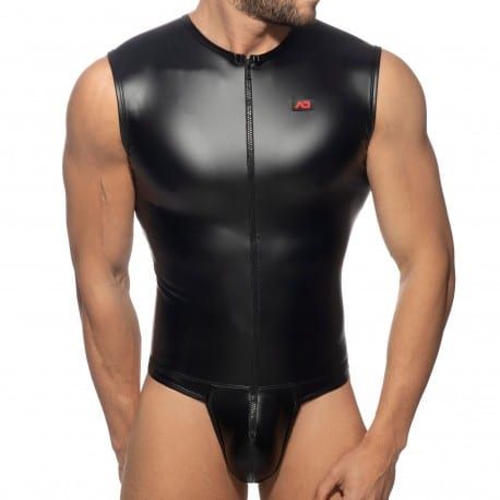 AD Fetish Body String Front Zip Rub Cockring Noir