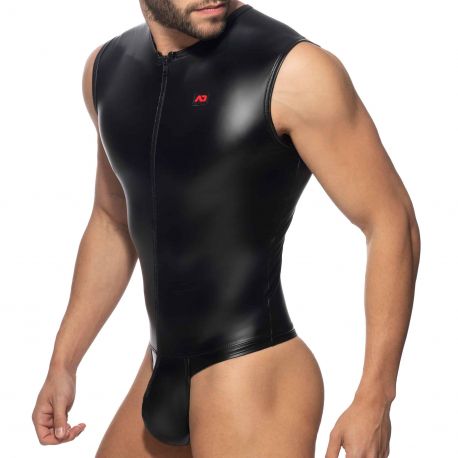 AD Fetish Body String Front Zip Rub Cockring Noir