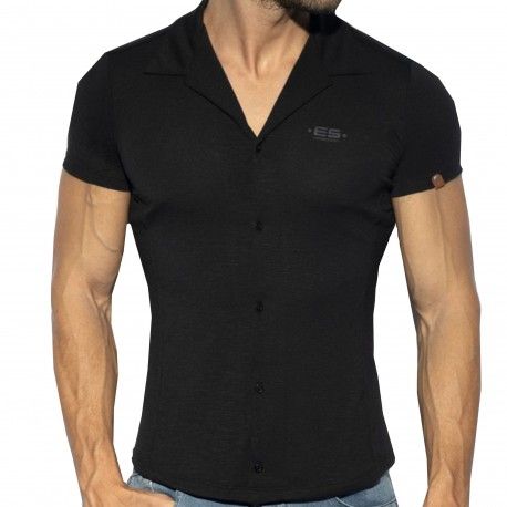 Chemisette Slim Fit Microfibre Noire