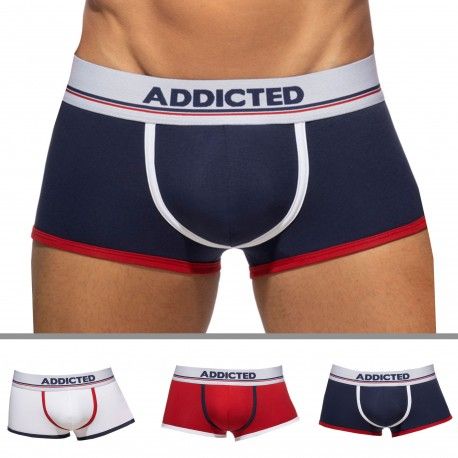 Addicted Lot de 3 Shortys Tommy Coton Bleu Marine - Blanc - Rouge