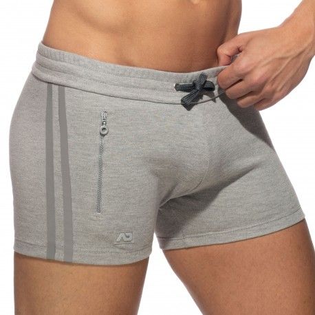 Addicted Short Sport Poche Zippée Gris Chiné