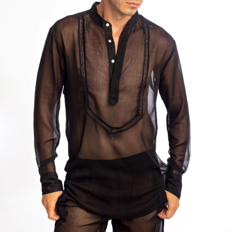L'Homme invisible Chemise Tunique Chantilly Noire