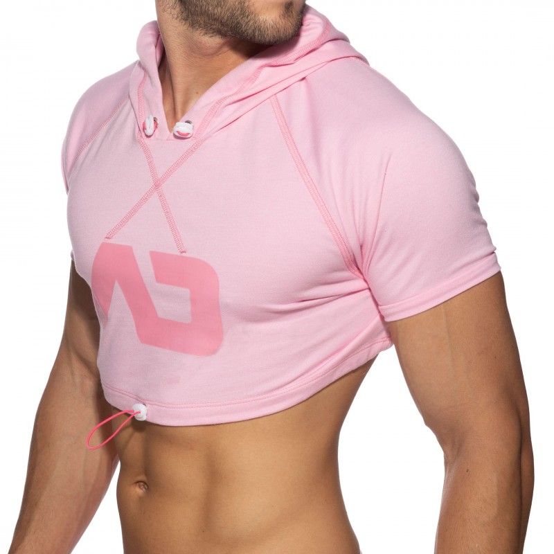 Addicted Sweat Crop à Capuche Rose
