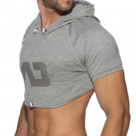 Addicted Sweat Crop à Capuche Gris Chiné