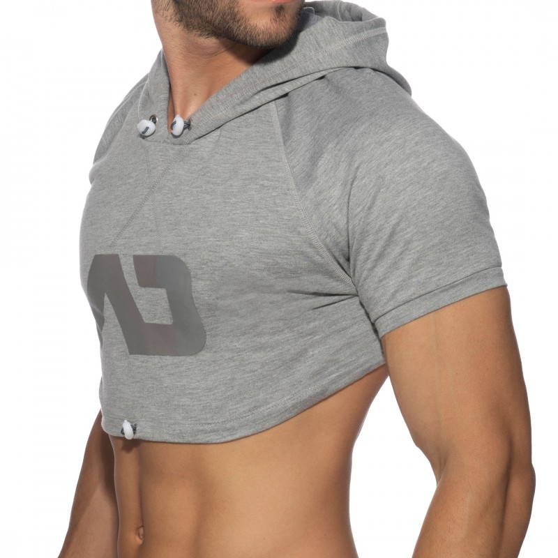 Addicted Sweat Crop à Capuche Gris Chiné