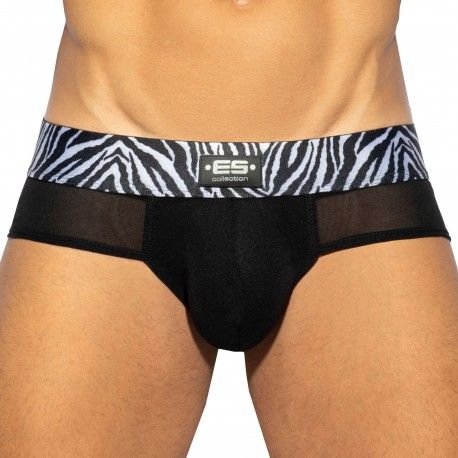 Slip Push Up C-Trough Zebra Noir