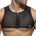 Addicted Top Crop Mesh Zip Noir